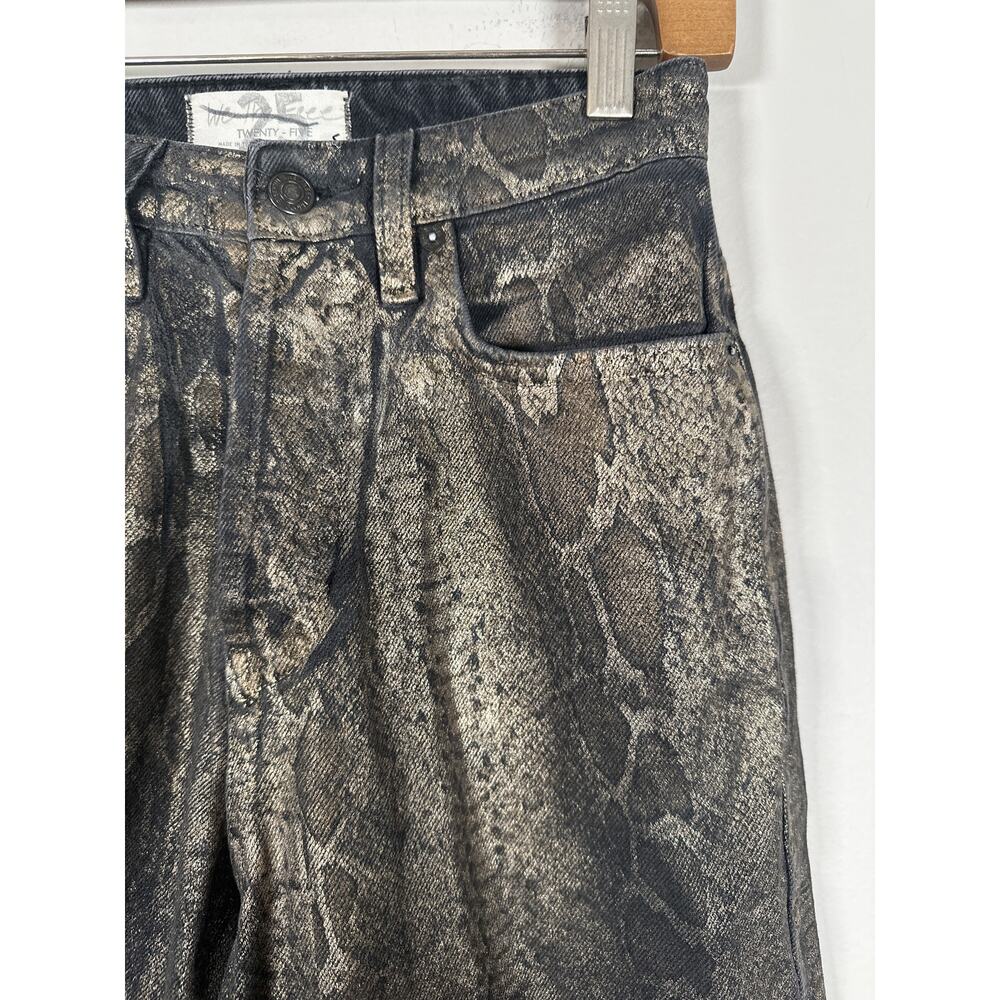 We The Free Free People CRVY Georgine Foil Jeans size 25 Color Animal Instincts - Picture 2 of 10